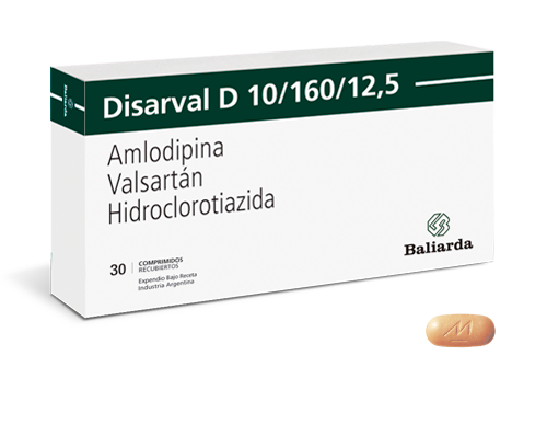 Disarval D_10-160-12,5_20.png Disarval D Amlodipina Hidroclorotiazida Valsartán Amlodipina antagonista receptor angiotensina bloqueante calcico Disarval D diurético Hidroclorotiazida Hipertensión arterial tensión arterial Valsartán